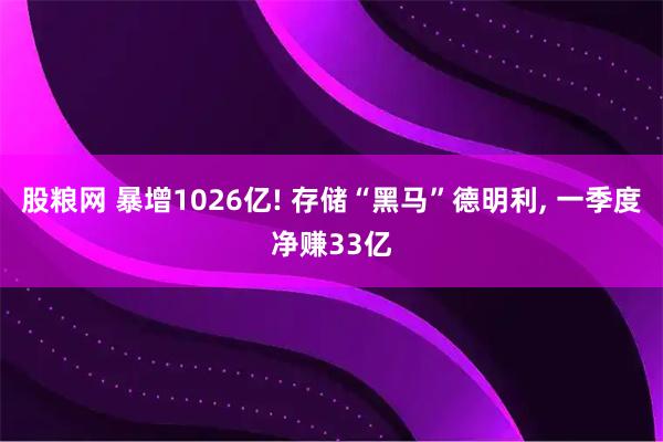 股粮网 暴增1026亿! 存储“黑马”德明利, 一季度净赚33亿